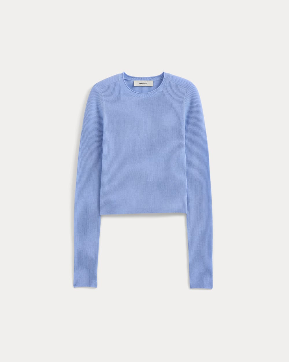 The Cropped Crew Top in Ultrafine Merino | Open Air Blue - Image 2
