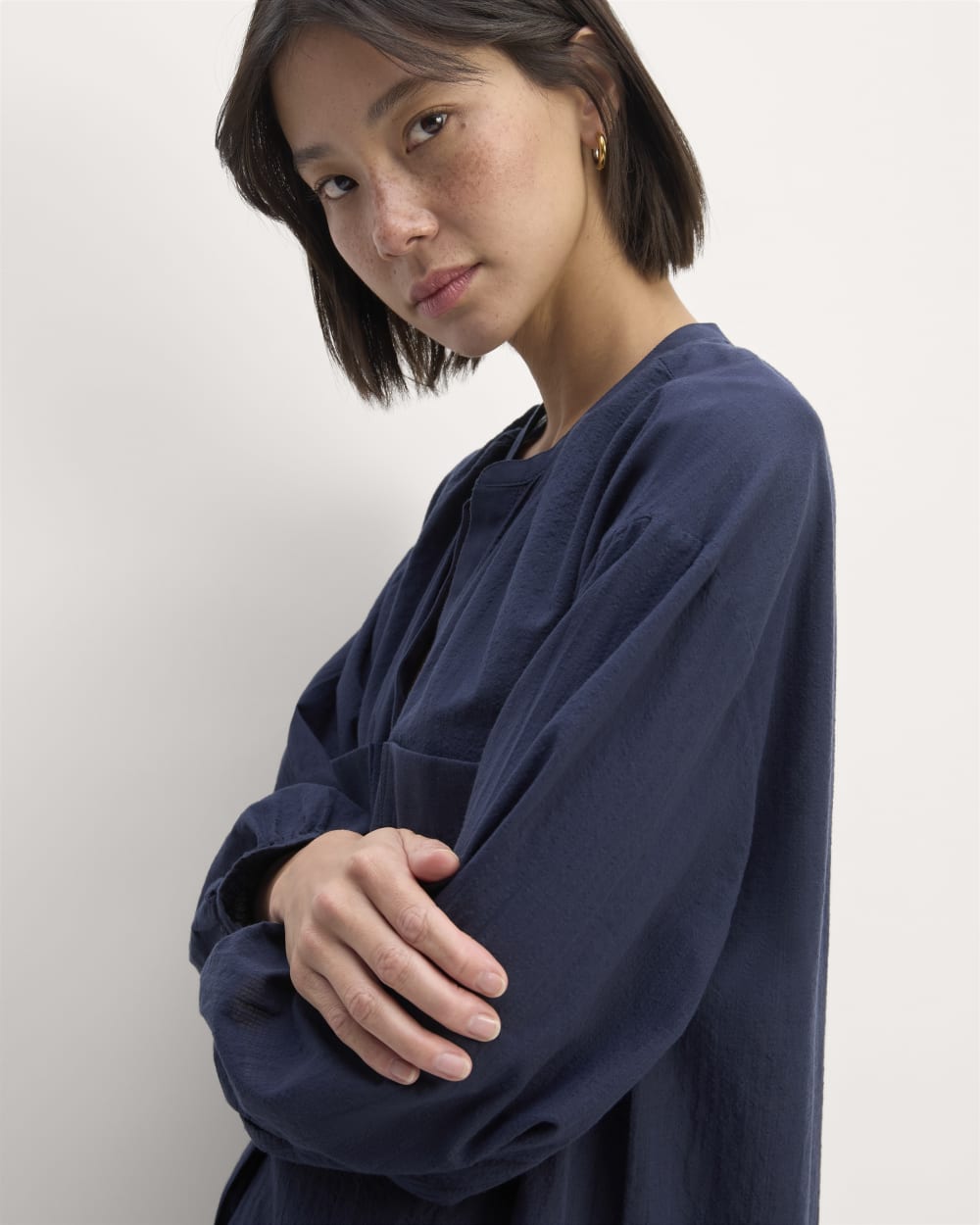 The Gauze Caftan Dress | Navy - Image 4
