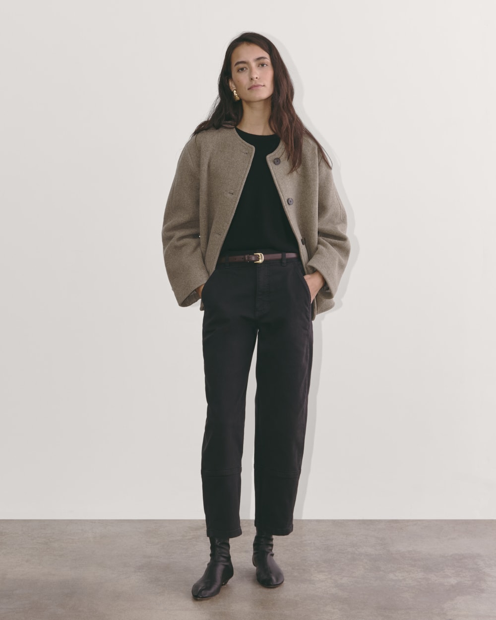 The Cocoon Coat in Wool | Taupe - Image 4