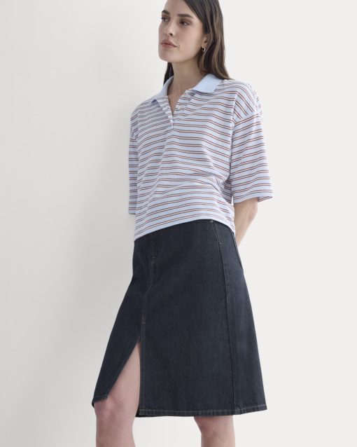 Mid-Rise Denim Midi Skirt | Tungsten Rinse