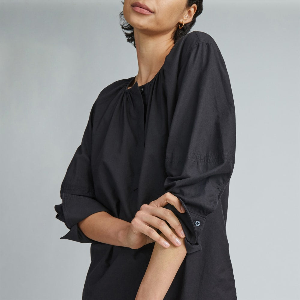 The Silky Cotton Balloon Sleeve Top | Black - Image 5