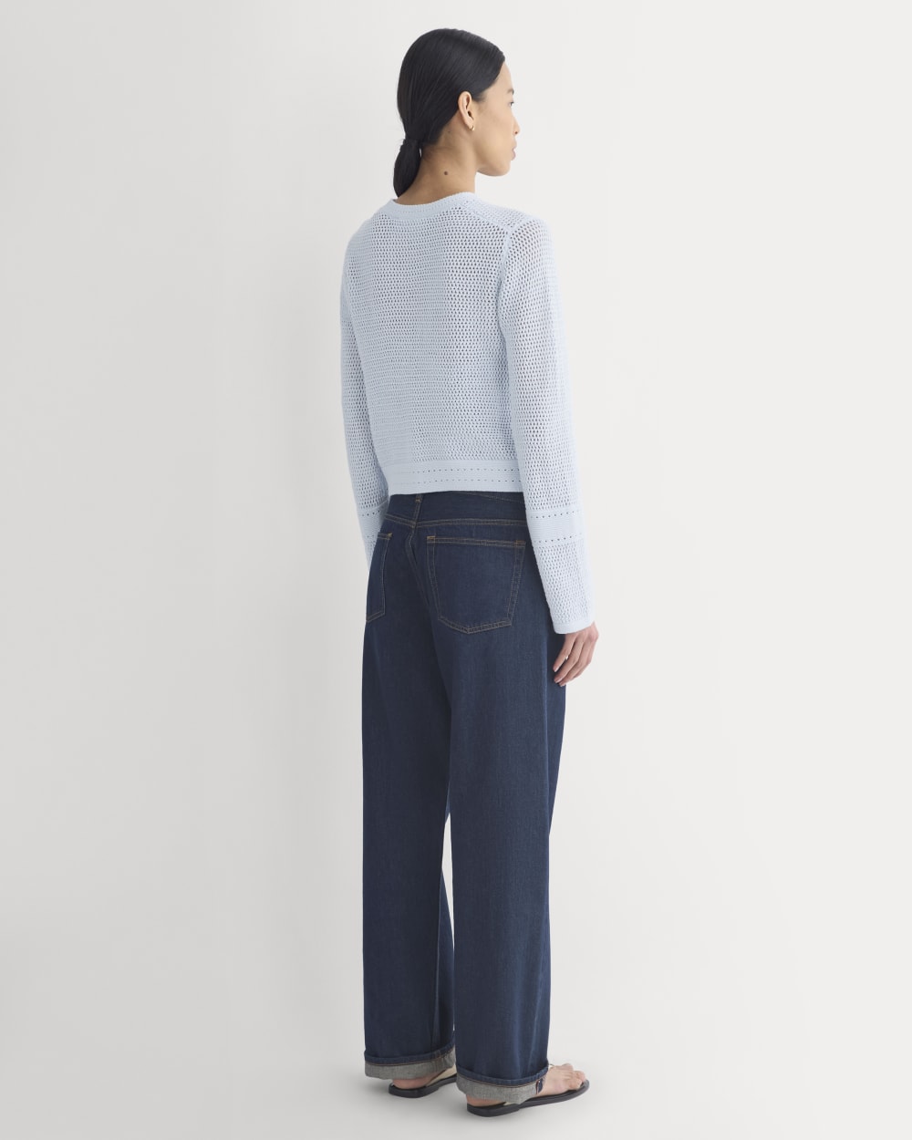 Open Knit Long-Sleeve Crew in Everyday Cotton | Skywriting - Image 5