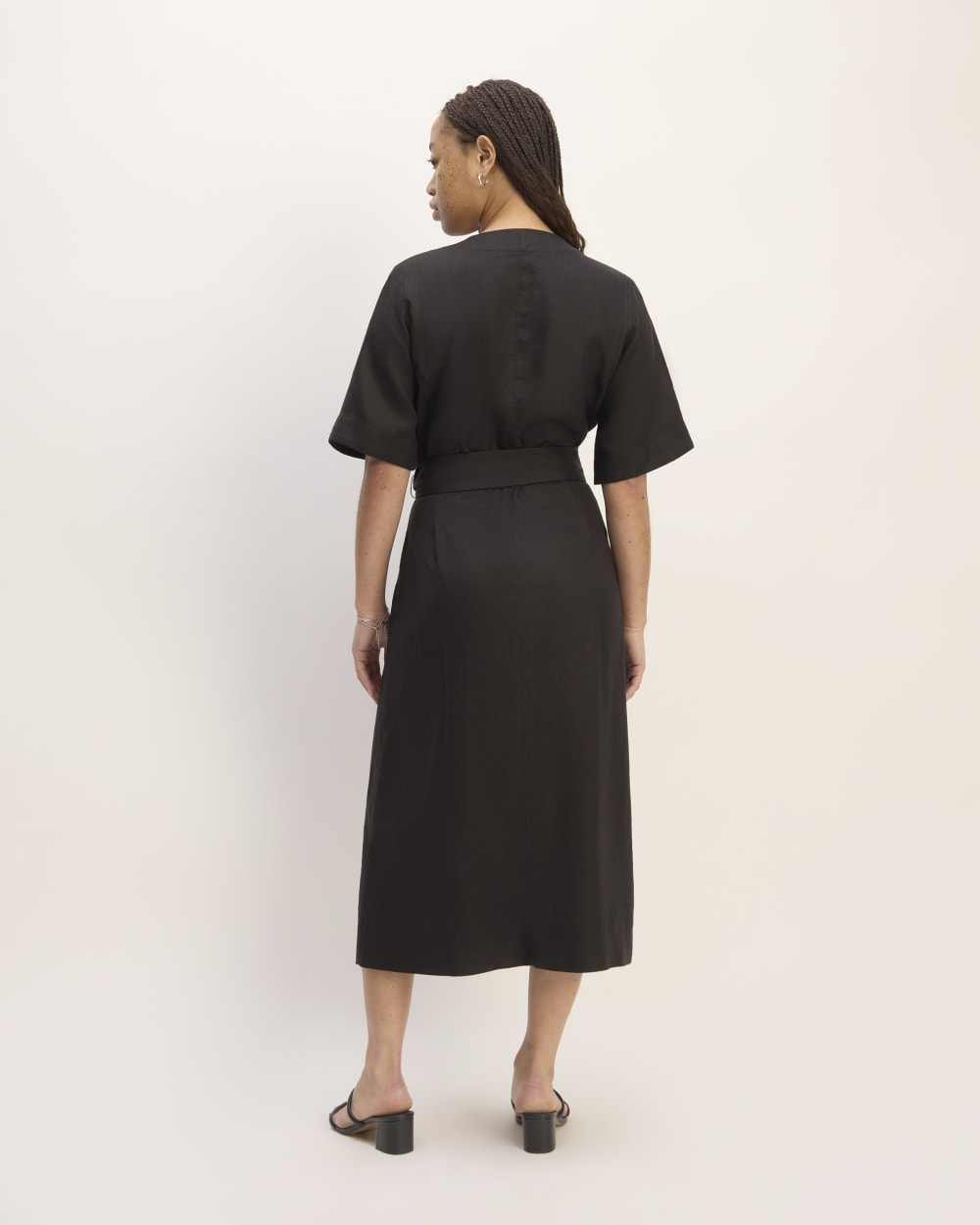 The Wrap Dress in Linen | Black - Image 6