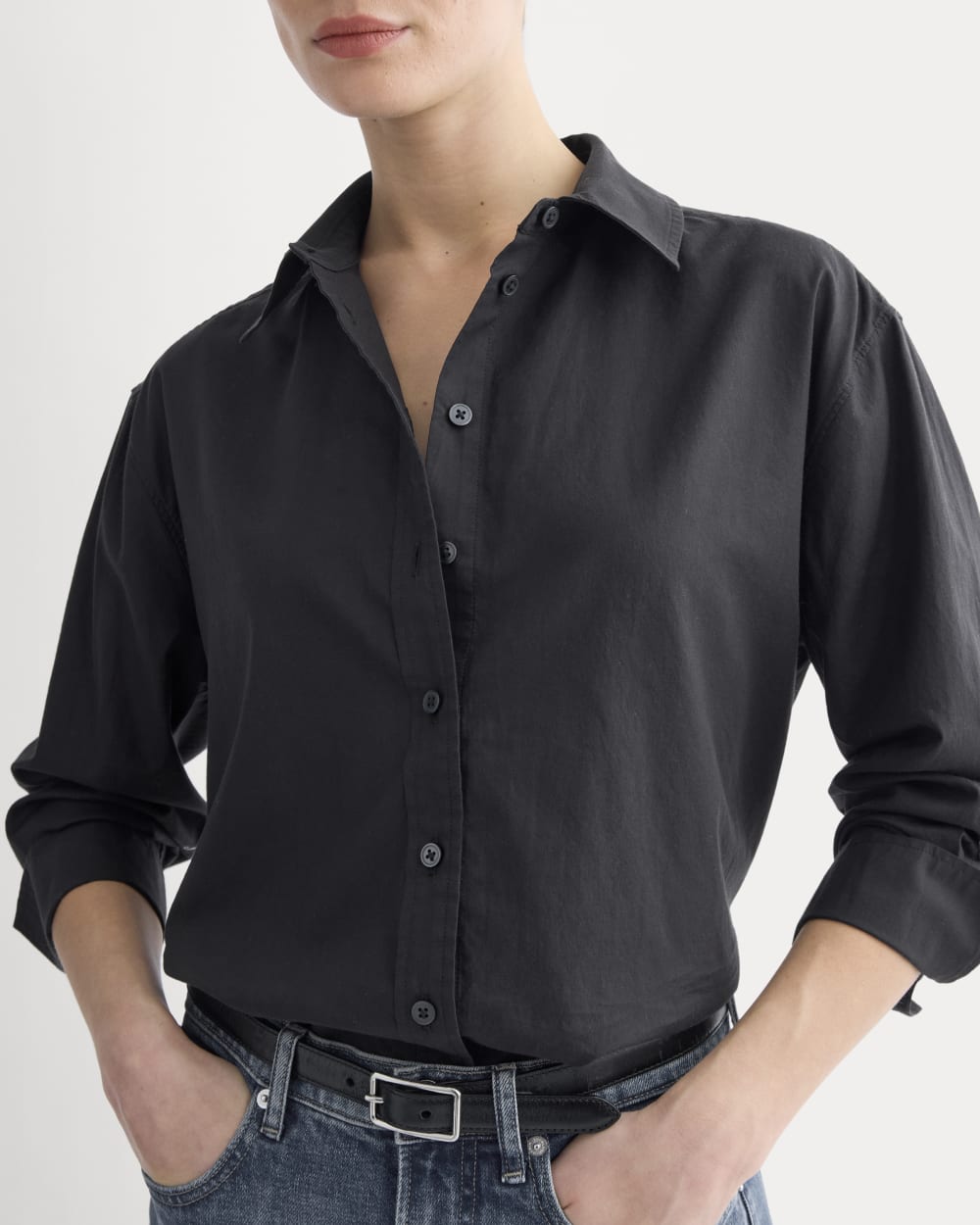 Everyday Shirt in Silky Cotton | Black - Image 4