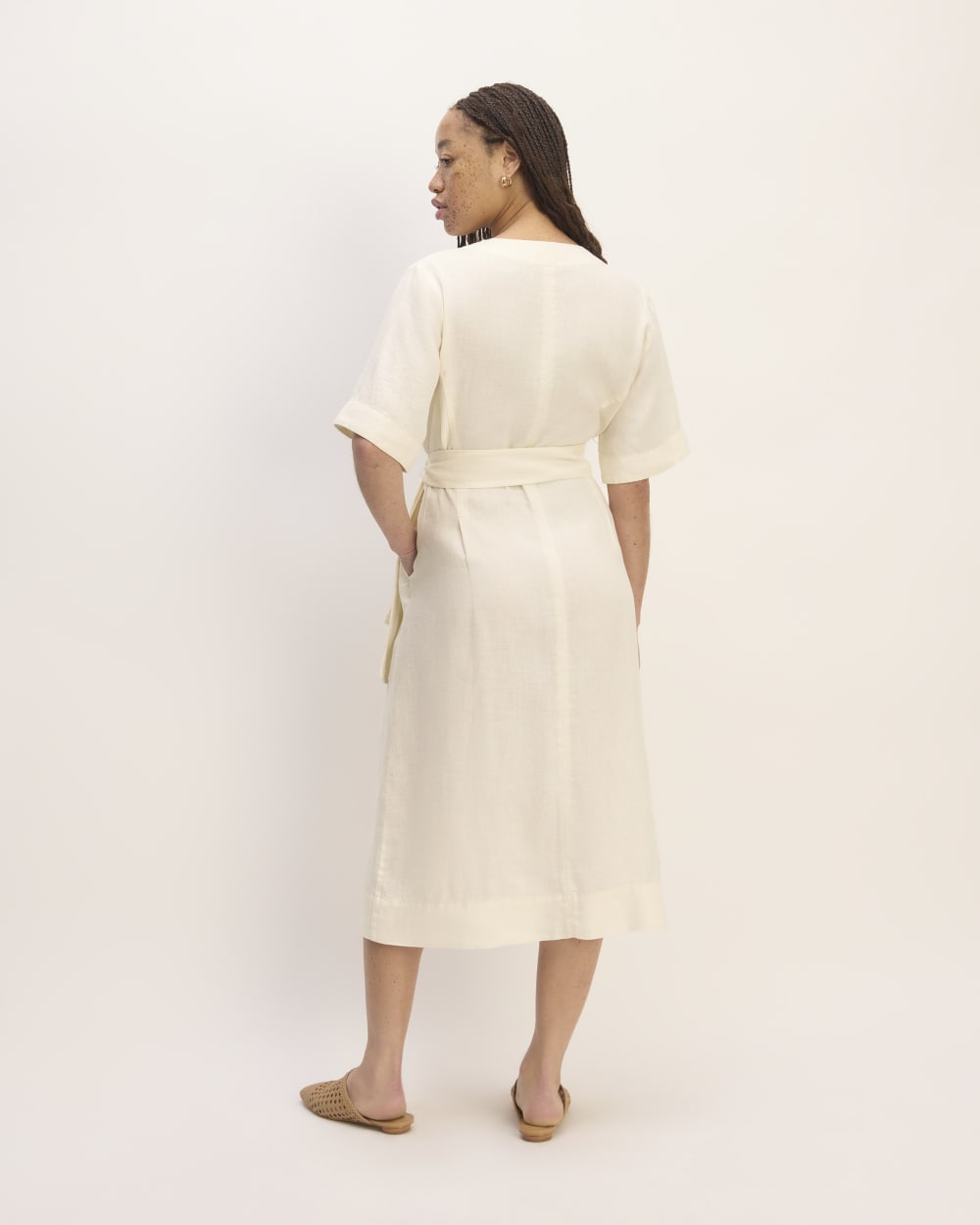 The Wrap Dress in Linen | Bone - Image 6