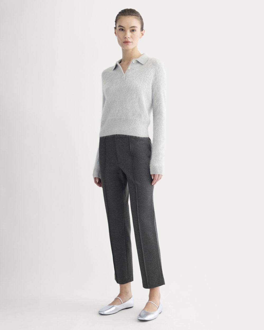 Slim Trouser in Ponte | Heathered Soot - Image 4