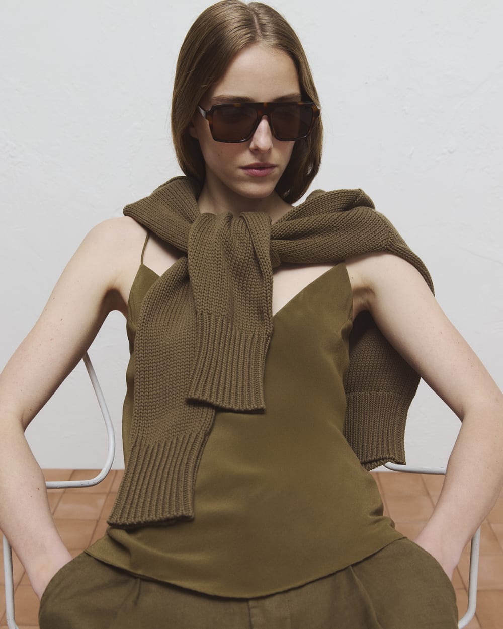 The Tie Back Cami in Washable Silk | Beech - Image 7