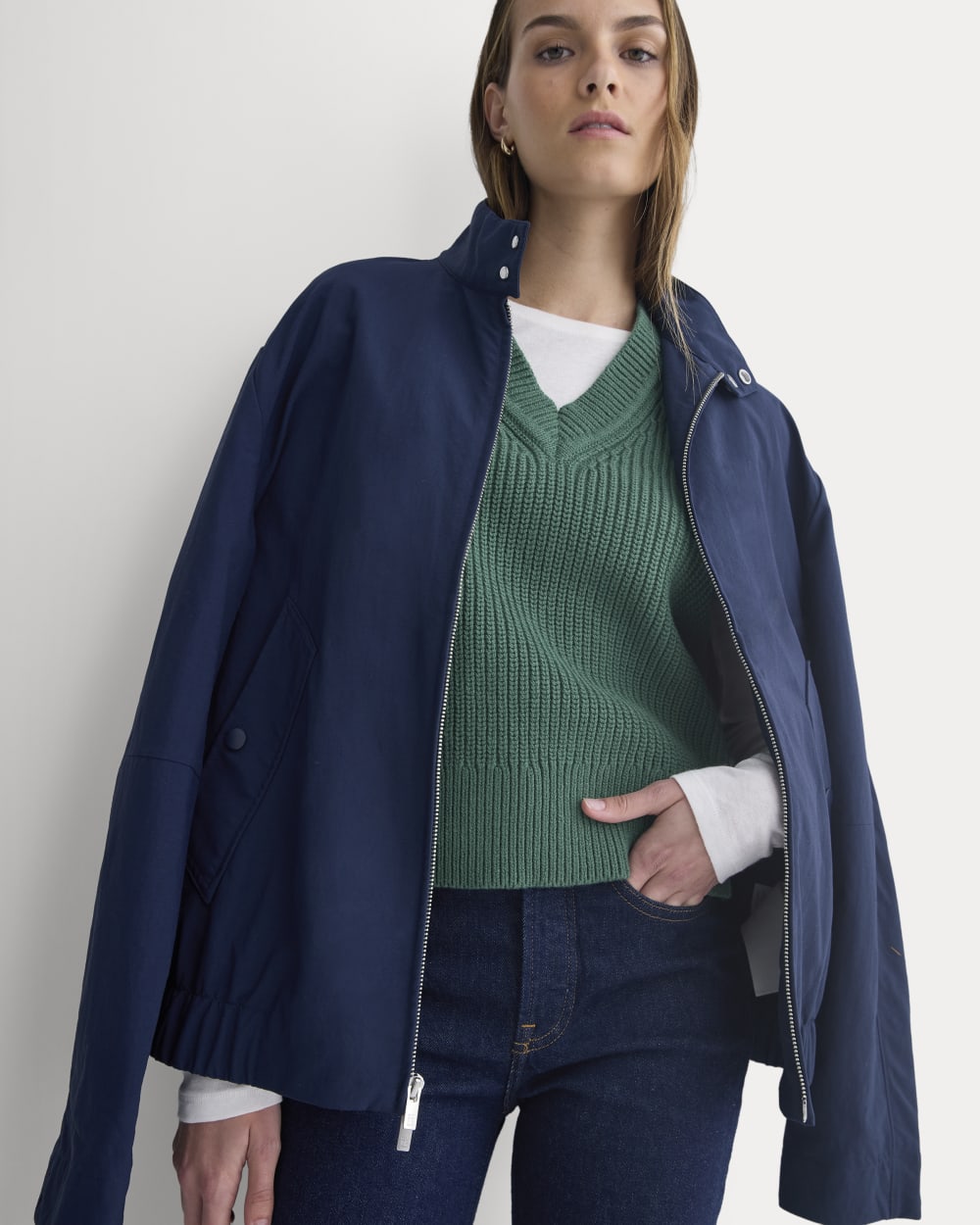 Ribbed V-Neck Vest in Everyday Cotton | Hunter Green - Image 4
