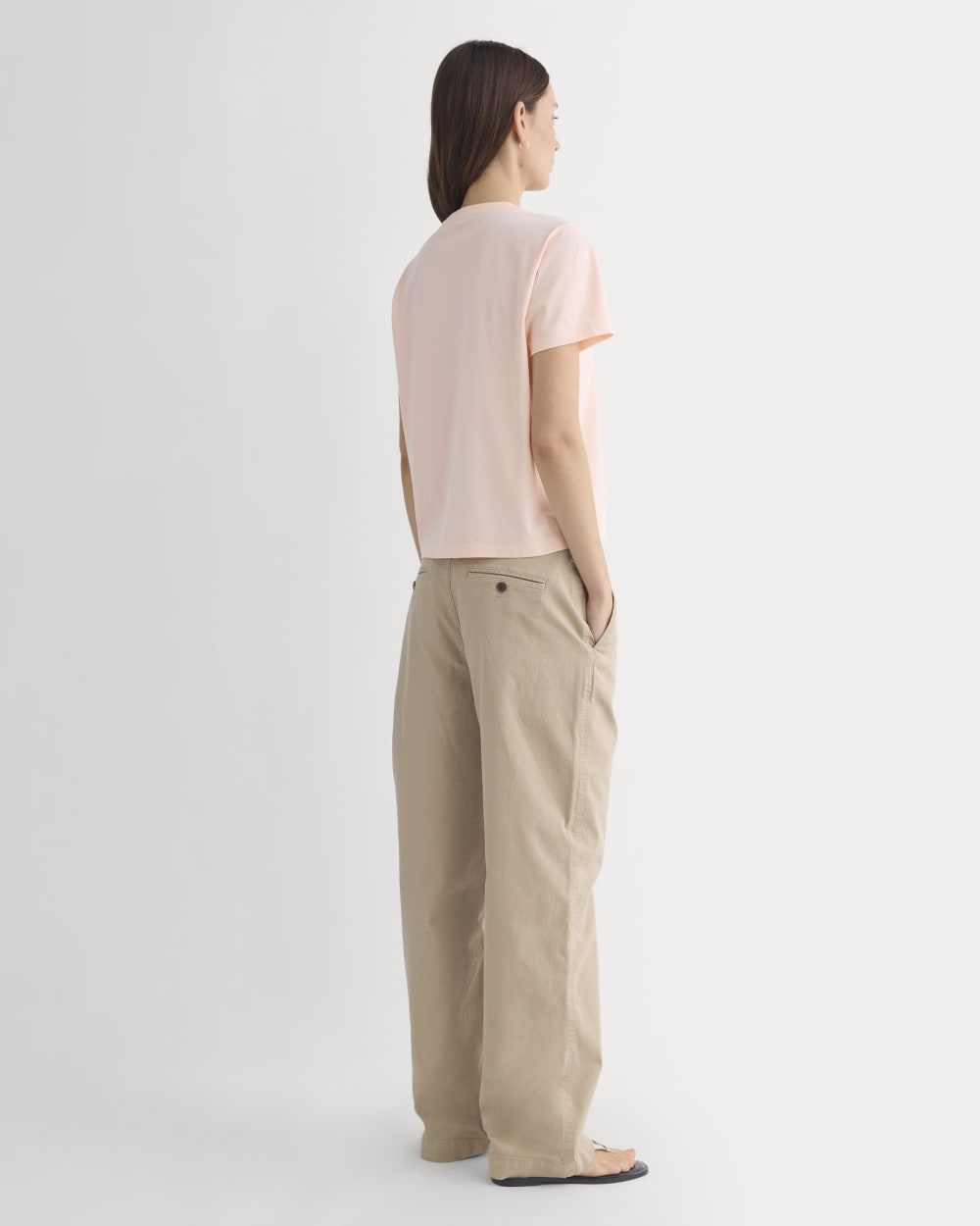 The Box-Cut Tee in Essential Cotton | Pale Peach | No Pocket - Image 4