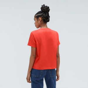 Alternative view of The Box-Cut Tee in Essential Cotton | Red Orange | No Pocket