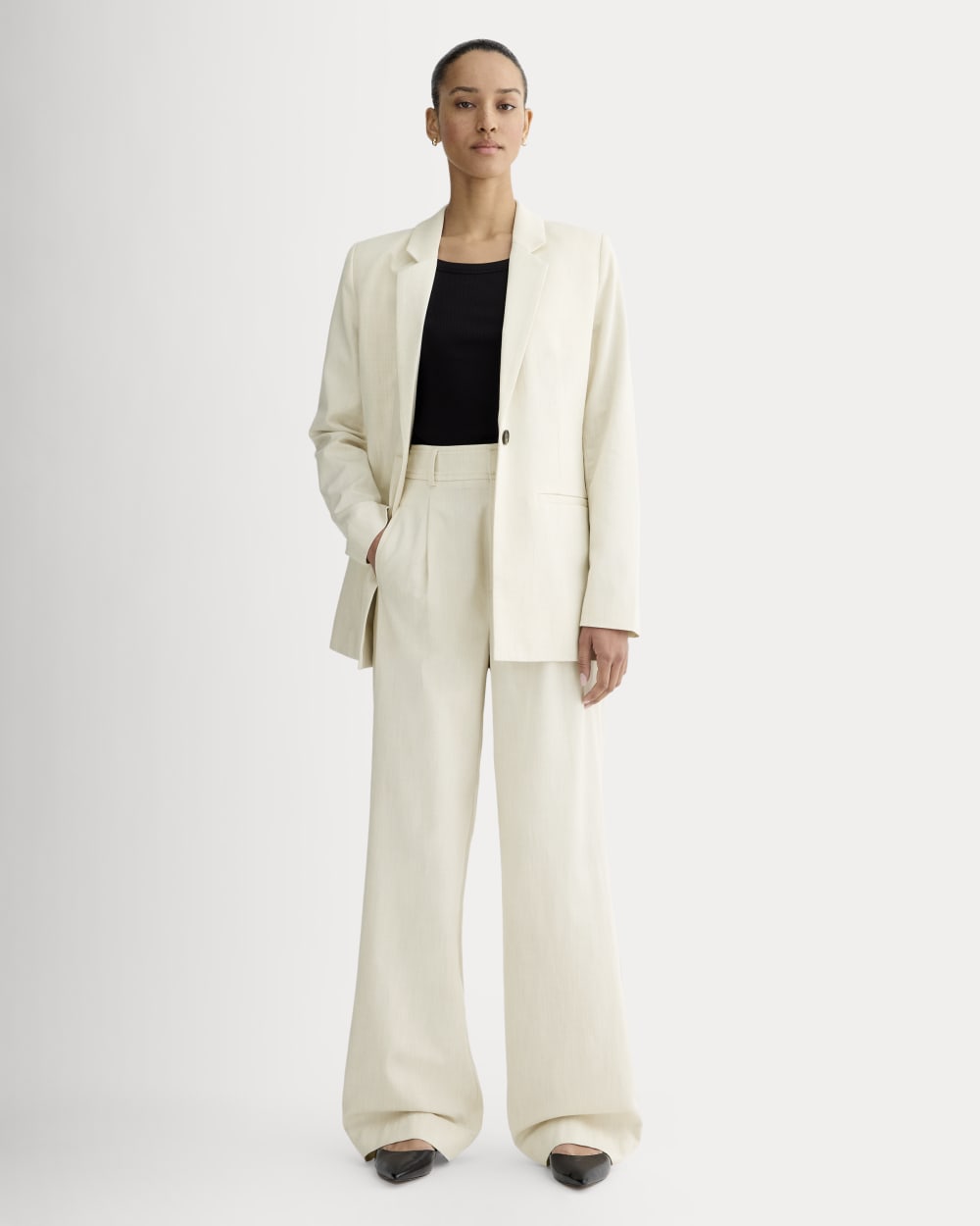 The Draper Pleated Pant in Buttersmooth | Heathered Oat | 30 Inseam