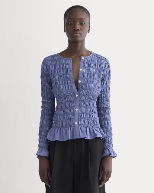 The Smocked Cardigan | Blue Dusk