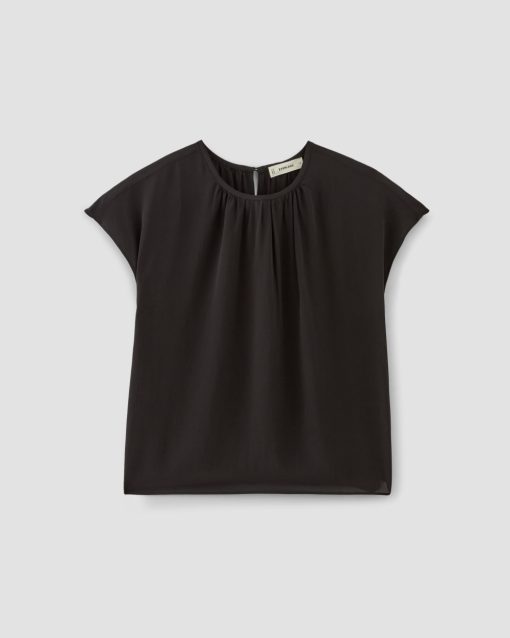 Alternative view of The Gathered Neck Top | Black