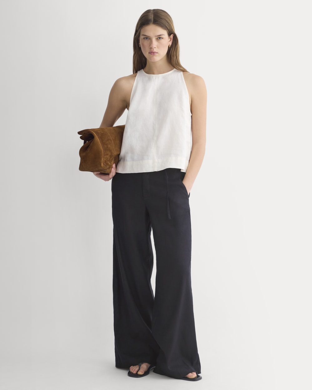 The Linen High-Neck Tank | Bone - Image 3