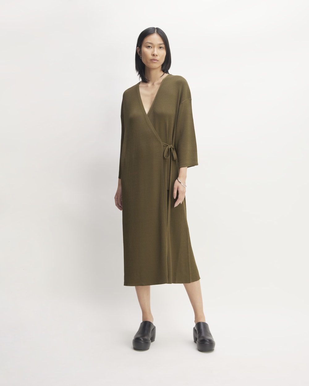 The Ribbed Wrap Midi Dress | Beech