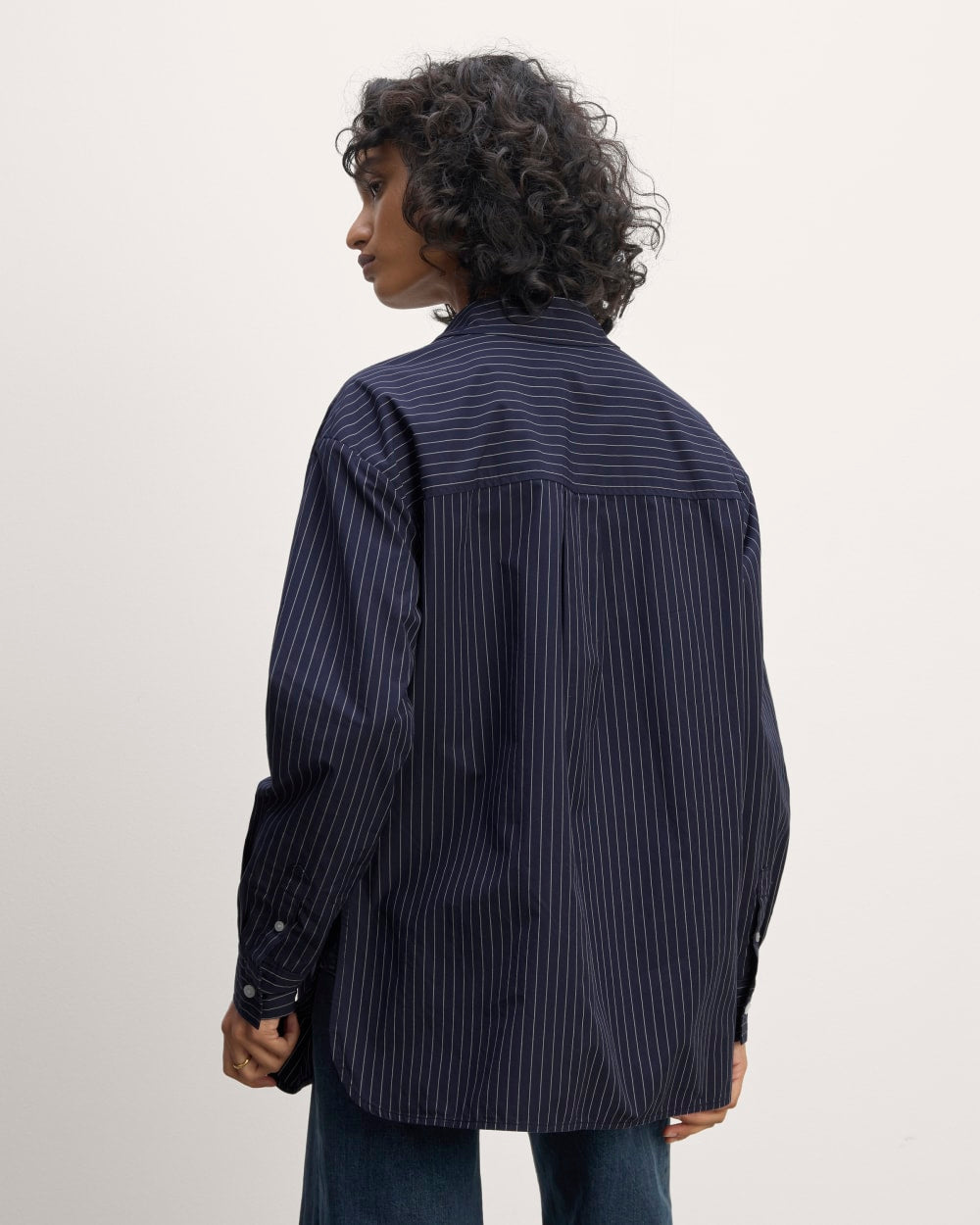 The Supima® Cotton Boyfriend Shirt | Navy / White - Image 6