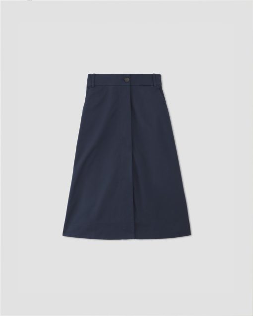Alternative view of The Structured Cotton A-Line Skirt | Navy