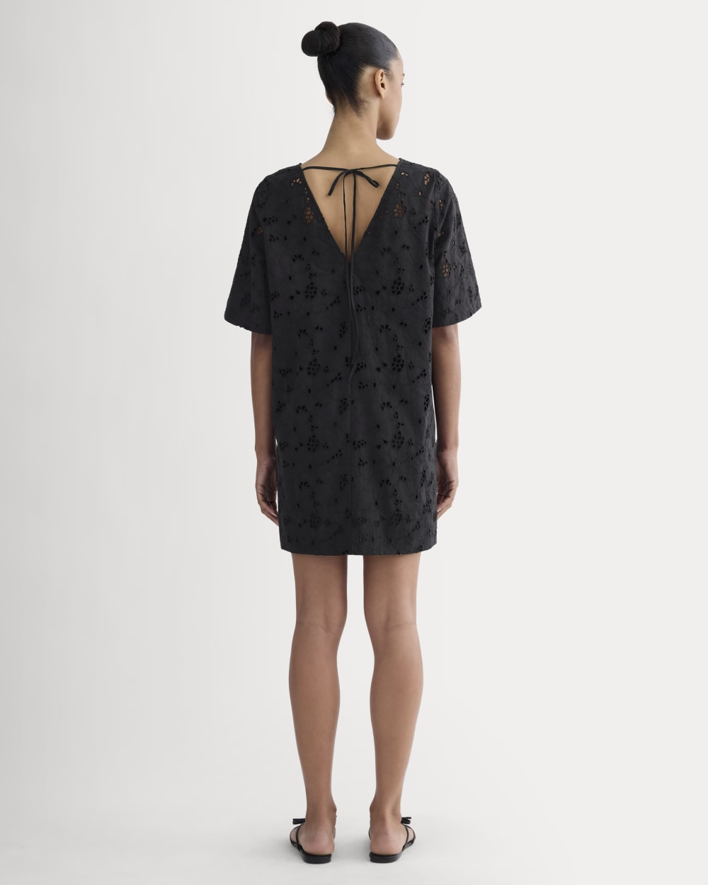 The Eyelet Mini Shift Dress | Black - Image 4