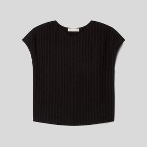 Alternative view of The City Stripe V-Neck Top | Black