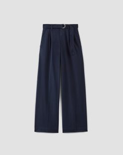 Alternative view of The Pleated Wide-Leg Chino | Navy