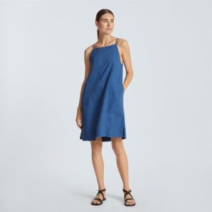 Alternative view of The Linen Apron Dress | Deep Blue