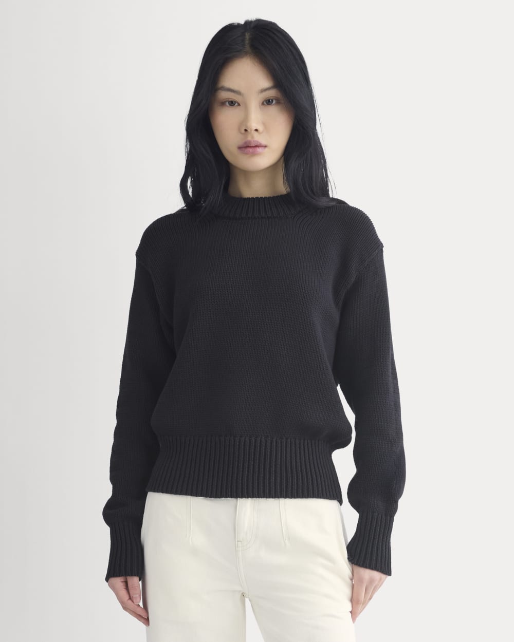 Oversized Cocoon Crew in Elevated Cotton | Black - Image 3