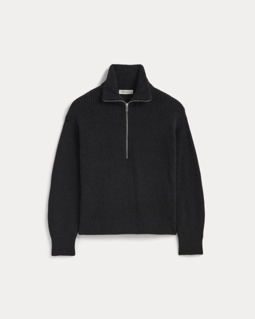 Alternative view of The Half-Zip in Everyday Cotton | Black