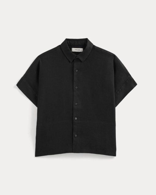 Alternative view of The Boxy Shirt in Linen | Black