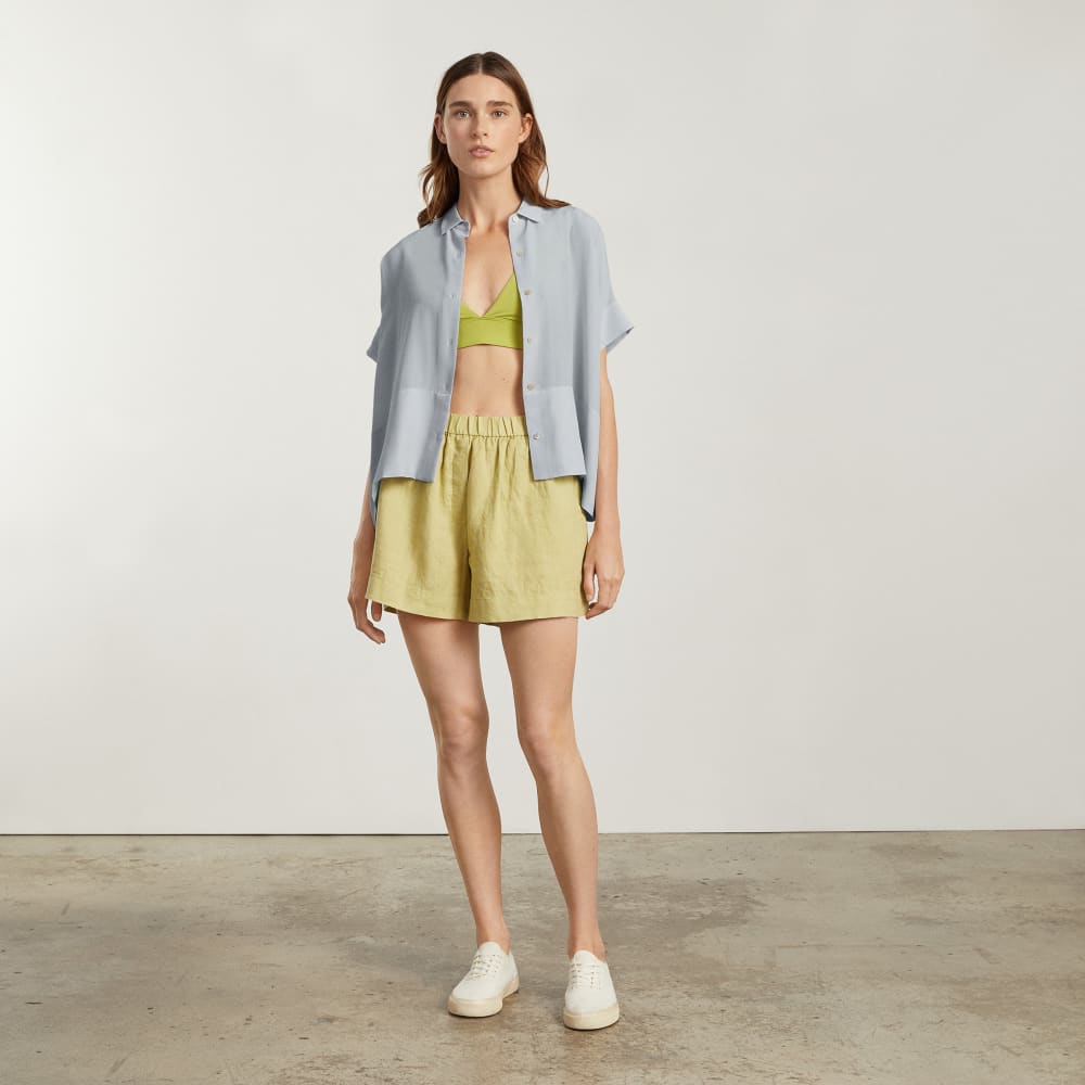 The Boxy Shirt in Washable Silk | Sky - Image 4