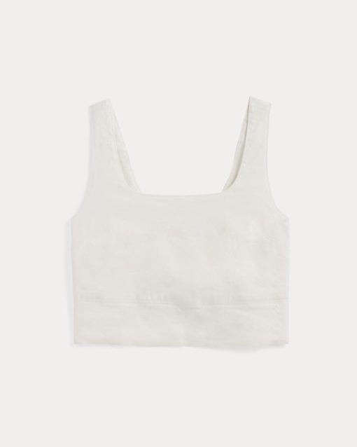 Alternative view of The Square Tank in Stretch Linen | White
