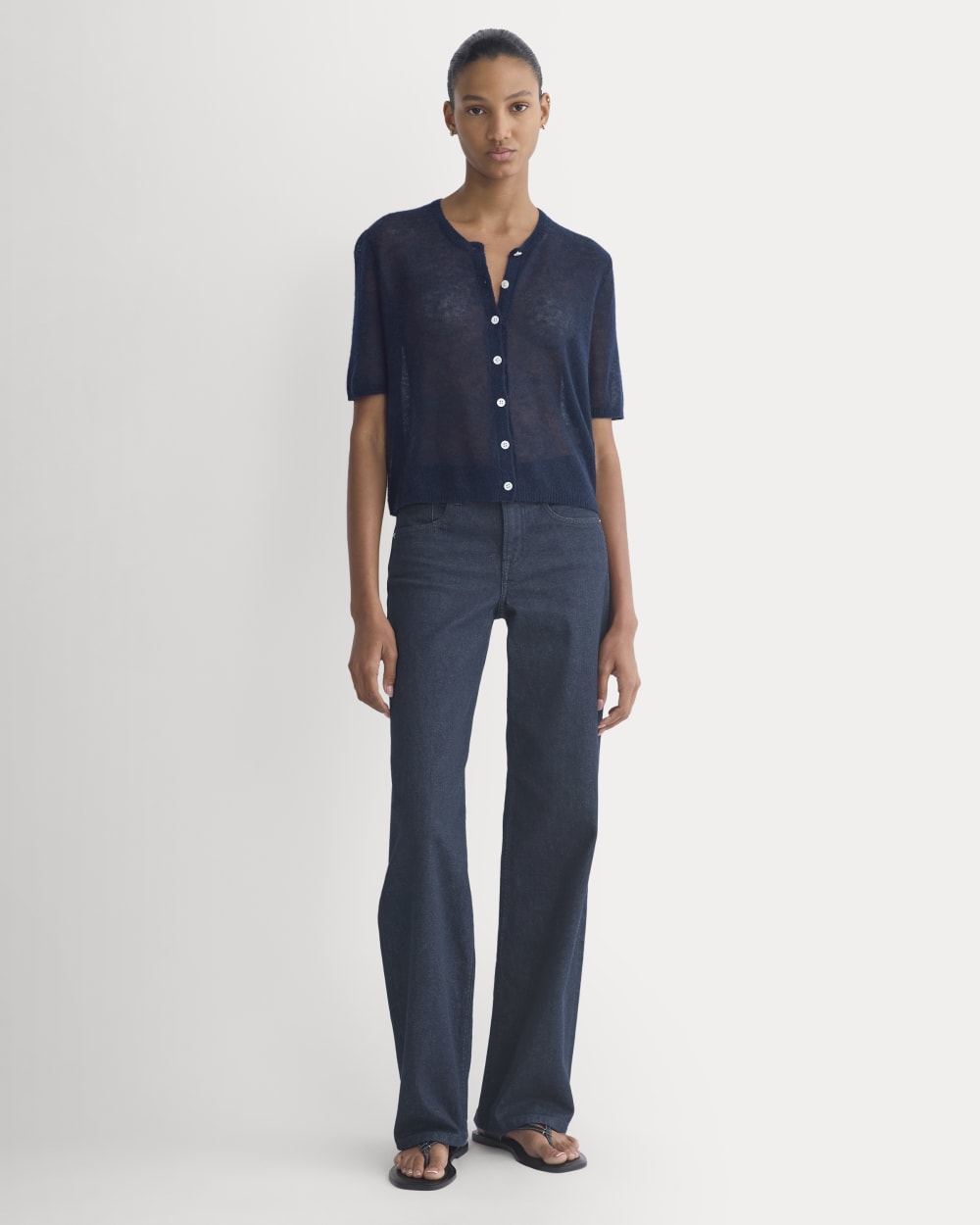 The Air Alpaca™ Short-Sleeve Cardigan | Navy - Image 3