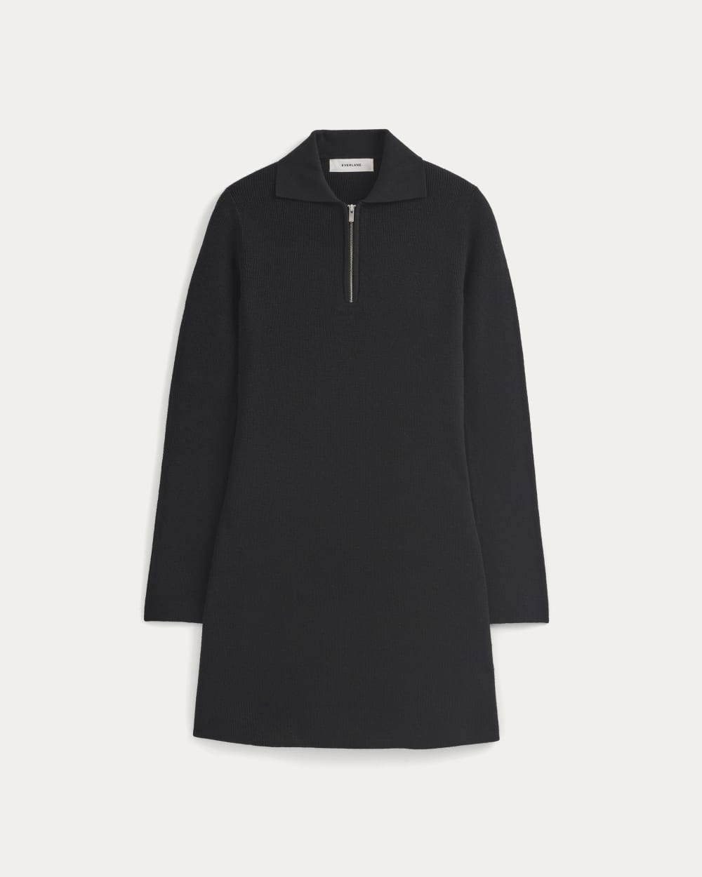 Knit Quarter-Zip Polo Dress | Black - Image 2