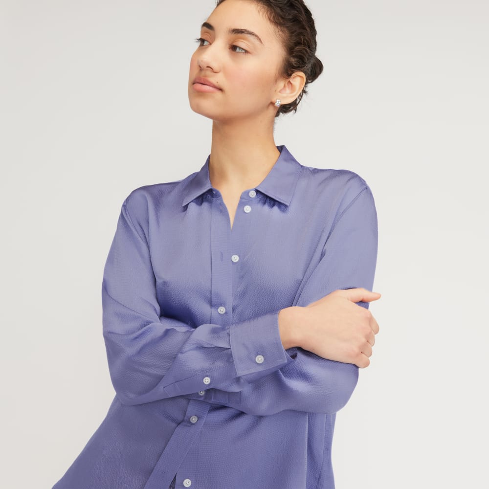 The Satin Relaxed Shirt | Cornflower Blue - Image 4