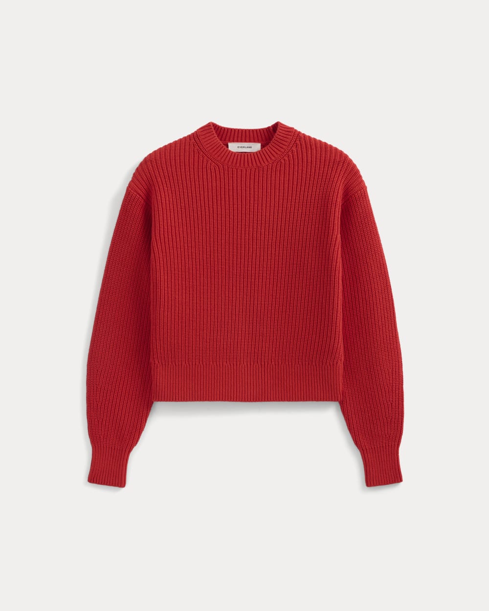 Cropped Ribbed Crew in Everyday Cotton | Fiery Red - Image 2