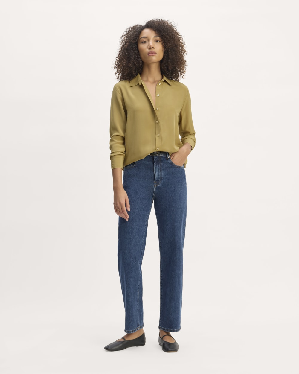 The Must-Have Shirt in Washable Silk | Fennel Seed - Image 3