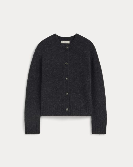 Alternative view of The Crew Cardigan in Alpaca | Heathered Black