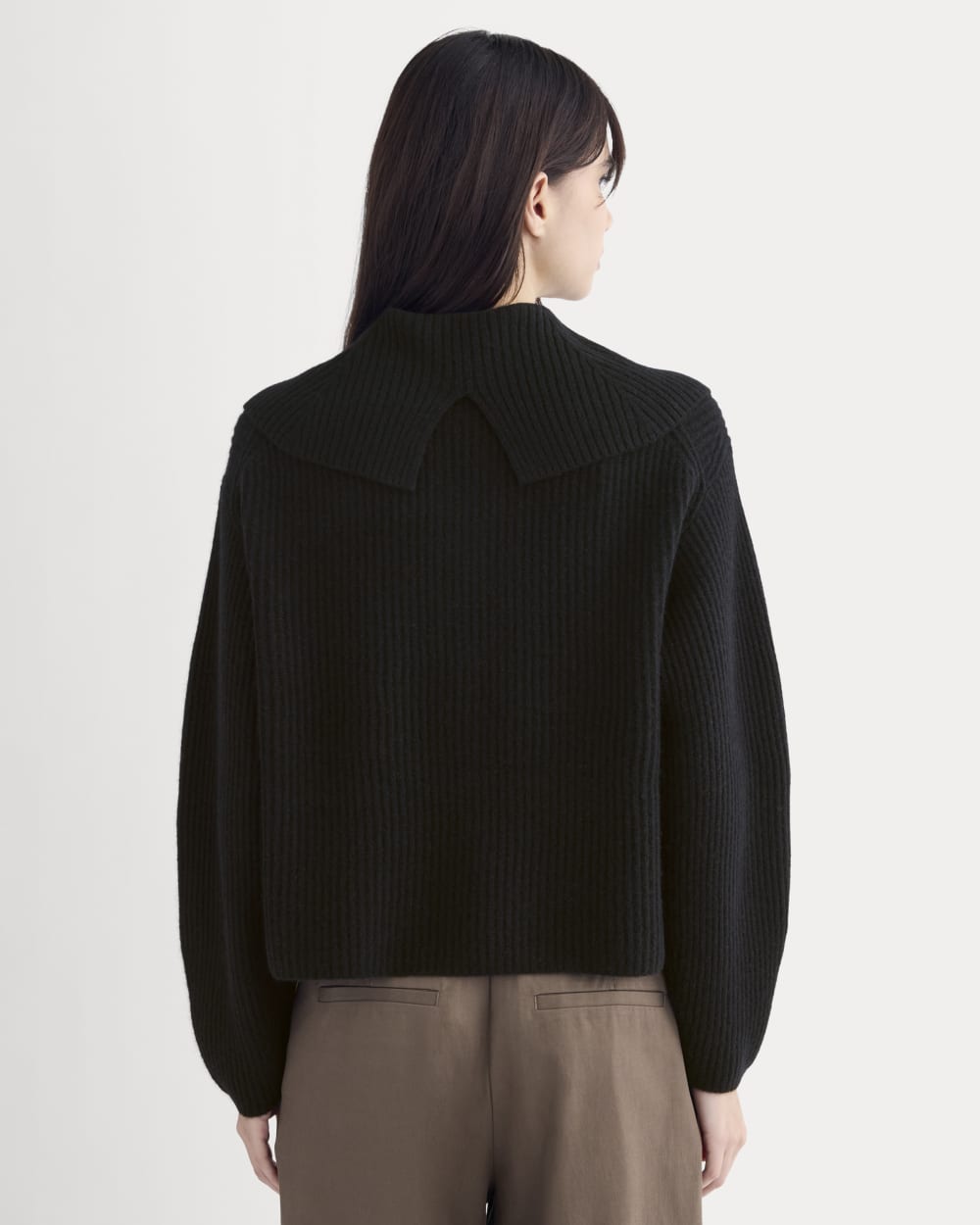 Fisherman Cardigan in Wool Cashmere | Black - Image 5