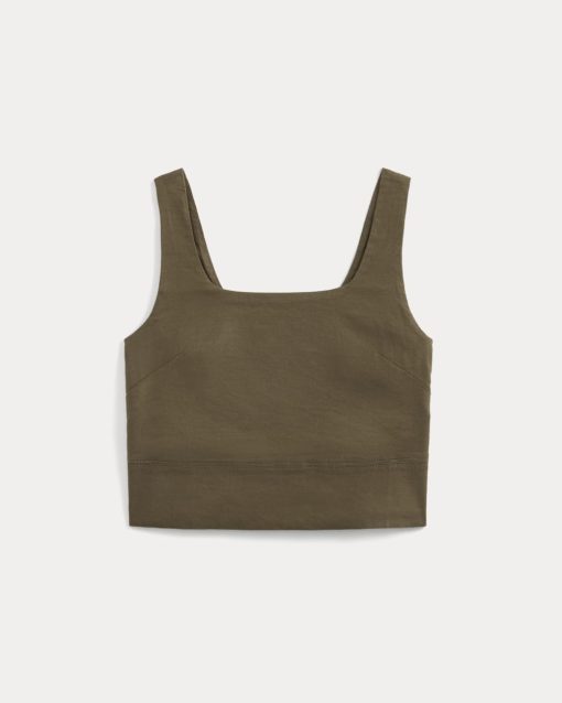 Alternative view of Square Tank in Stretch Linen | Beech