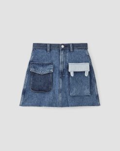 Alternative view of The Everlane x Marques' Almeida Denim Patchwork Mini Skirt | Diamond Blue