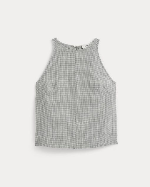 Alternative view of The Linen High-Neck Tank | Agave Green