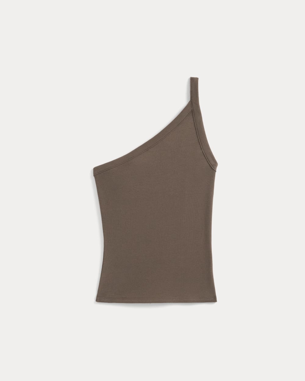 RetroSoft Cotton One-Shoulder Tank | Deep Taupe - Image 2