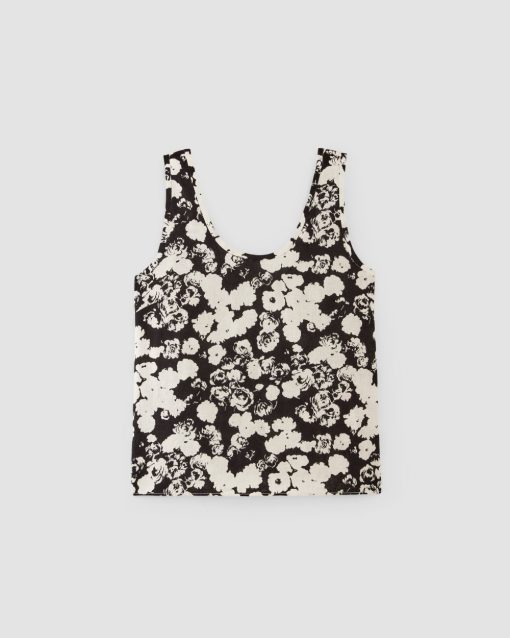Alternative view of The Scoop Tank in Linen | Black / Bone Floral