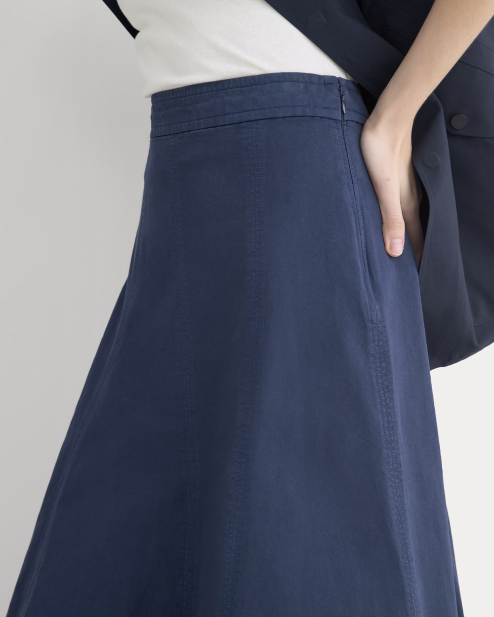 Seamed Midi Skirt | Navy - Image 5
