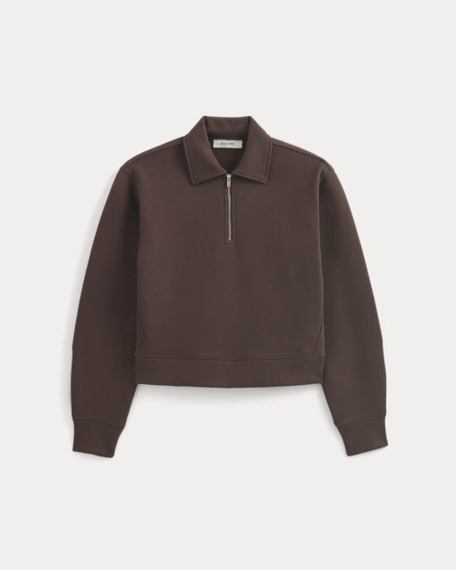 Alternative view of Luxe Fleece Zip Polo | Dark Chocolate