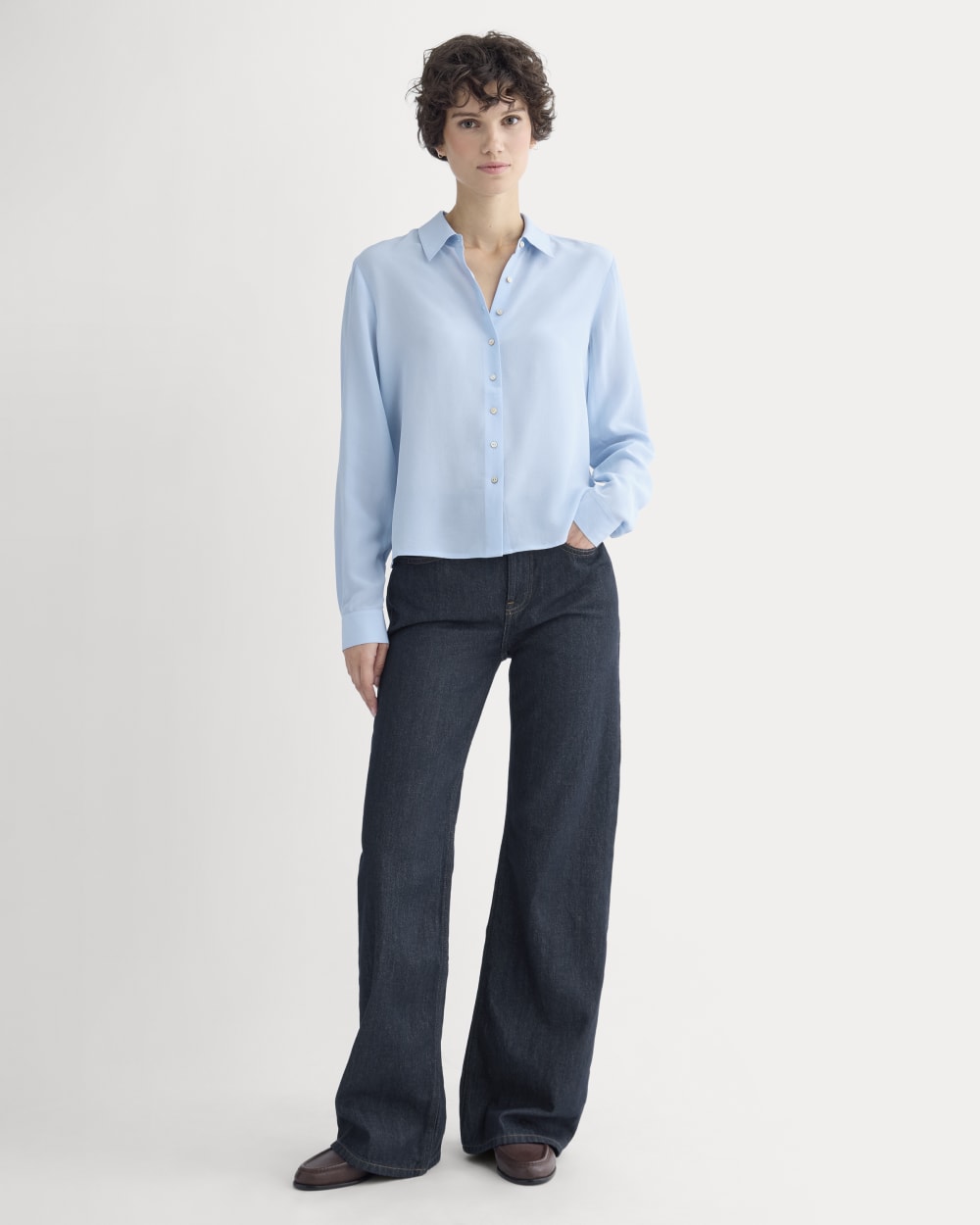 Shrunken Top in Washable Silk | Open Air Blue - Image 4