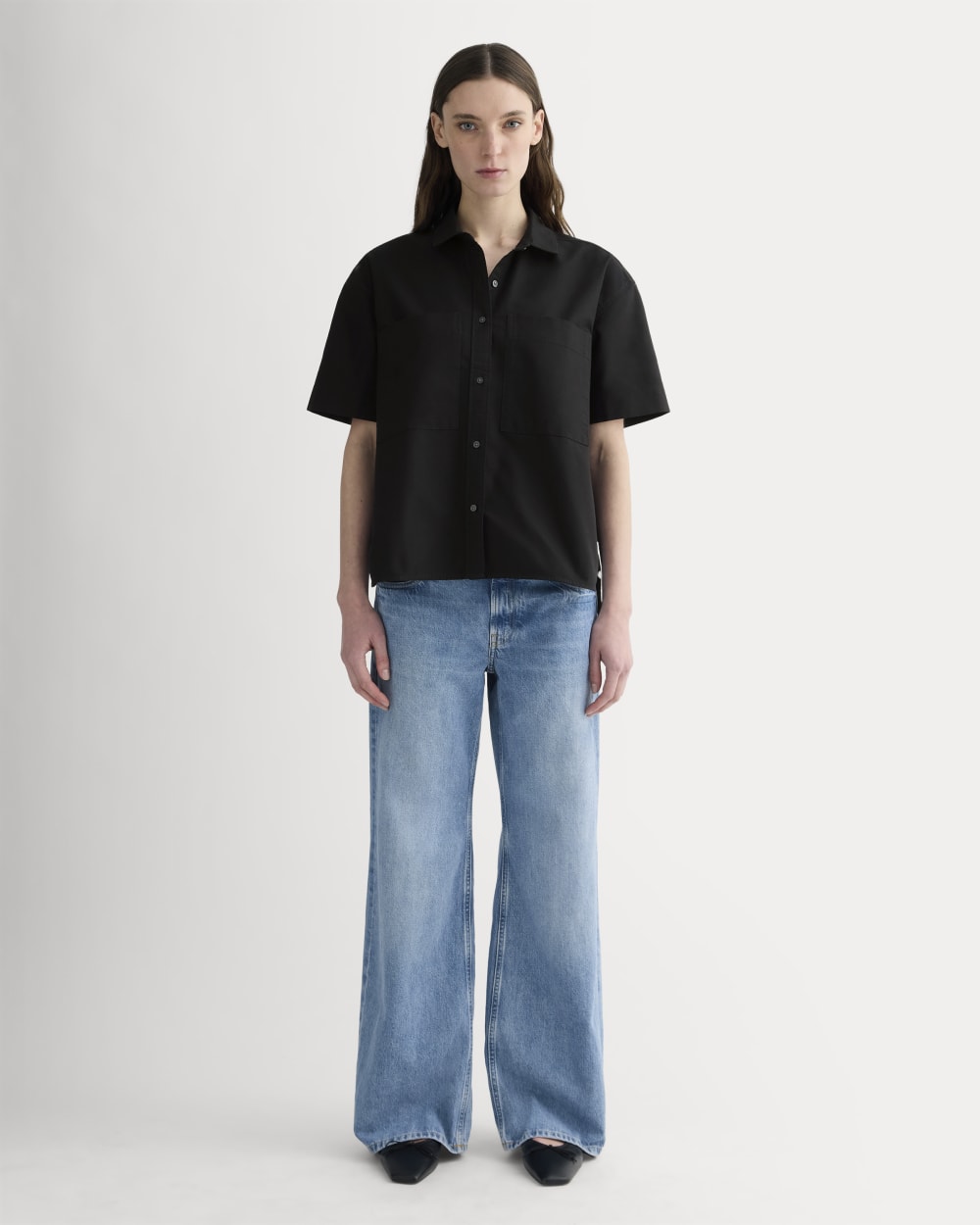 The Short-Sleeve Boxy Oxford | Black - Image 3