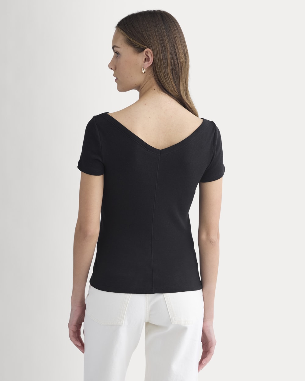 Tissue Short-Sleeve V-Neck Top | Black - Image 5