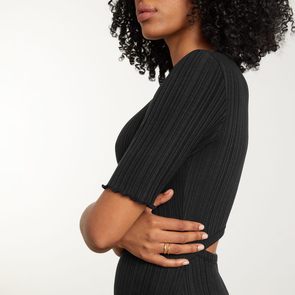 The Open Back Rib Dress | Black - Image 5