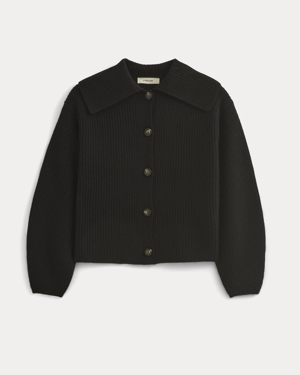 Fisherman Cardigan in Wool Cashmere | Black - Image 2