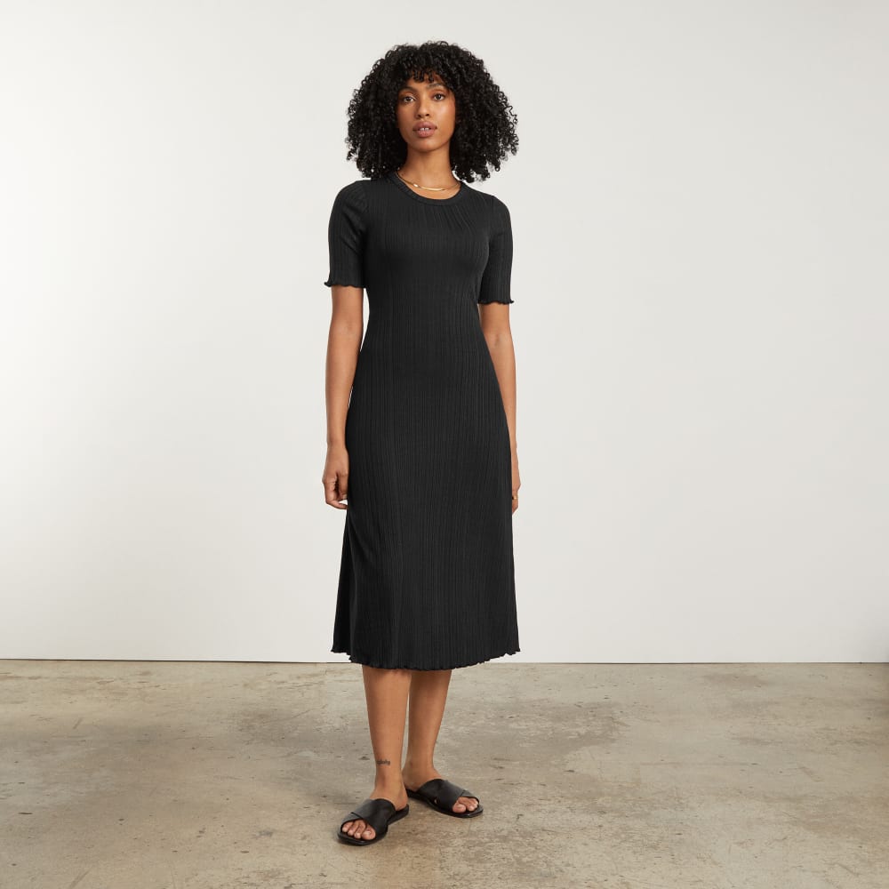 The Open Back Rib Dress | Black - Image 2